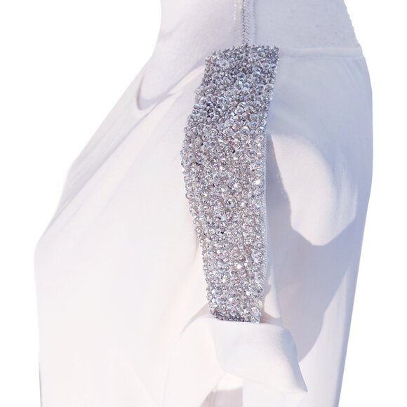 Rebecca Minkoff x A Pea in the Pod Silk Maternity Blouse w Embellished S… - Picture 7 of 8